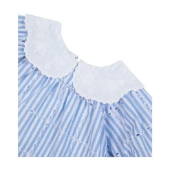 Abito a Righe con Ricamo Broderie