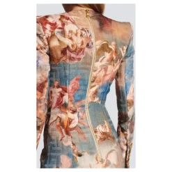 Abito avvolgente jacquard con stampa cielo e monogramma