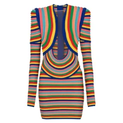 Abito corto in maglia arrotolata multicolore