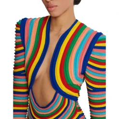 Abito corto in maglia arrotolata multicolore