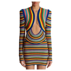 Abito corto in maglia arrotolata multicolore