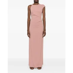 Abito Lungo con Cut-Out e Drappeggio