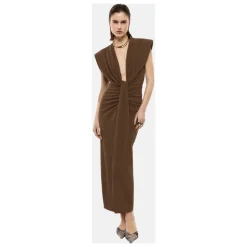 Abito Midi con Nodo Drappeggiato
