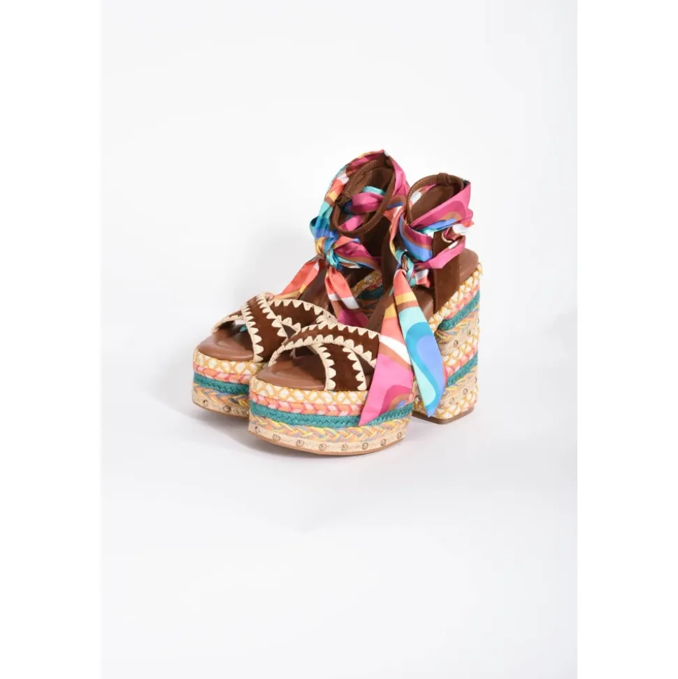 Arcobaleno Sciarpa Platform Sandali