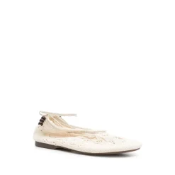 Ballerine con cinturino alla caviglia in pelle bianca