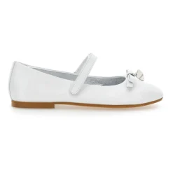 Ballerine in pelle bianca con cinturino alla caviglia