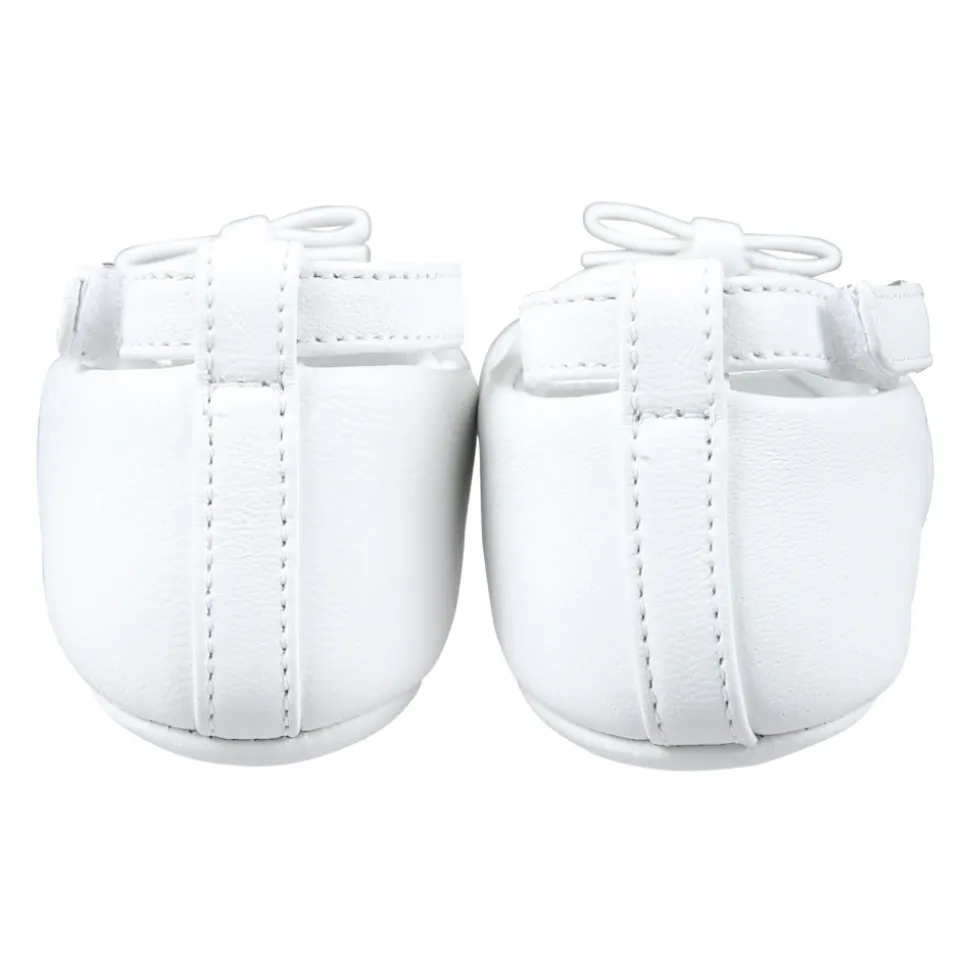 Ballerine in pelle bianca con fiocco