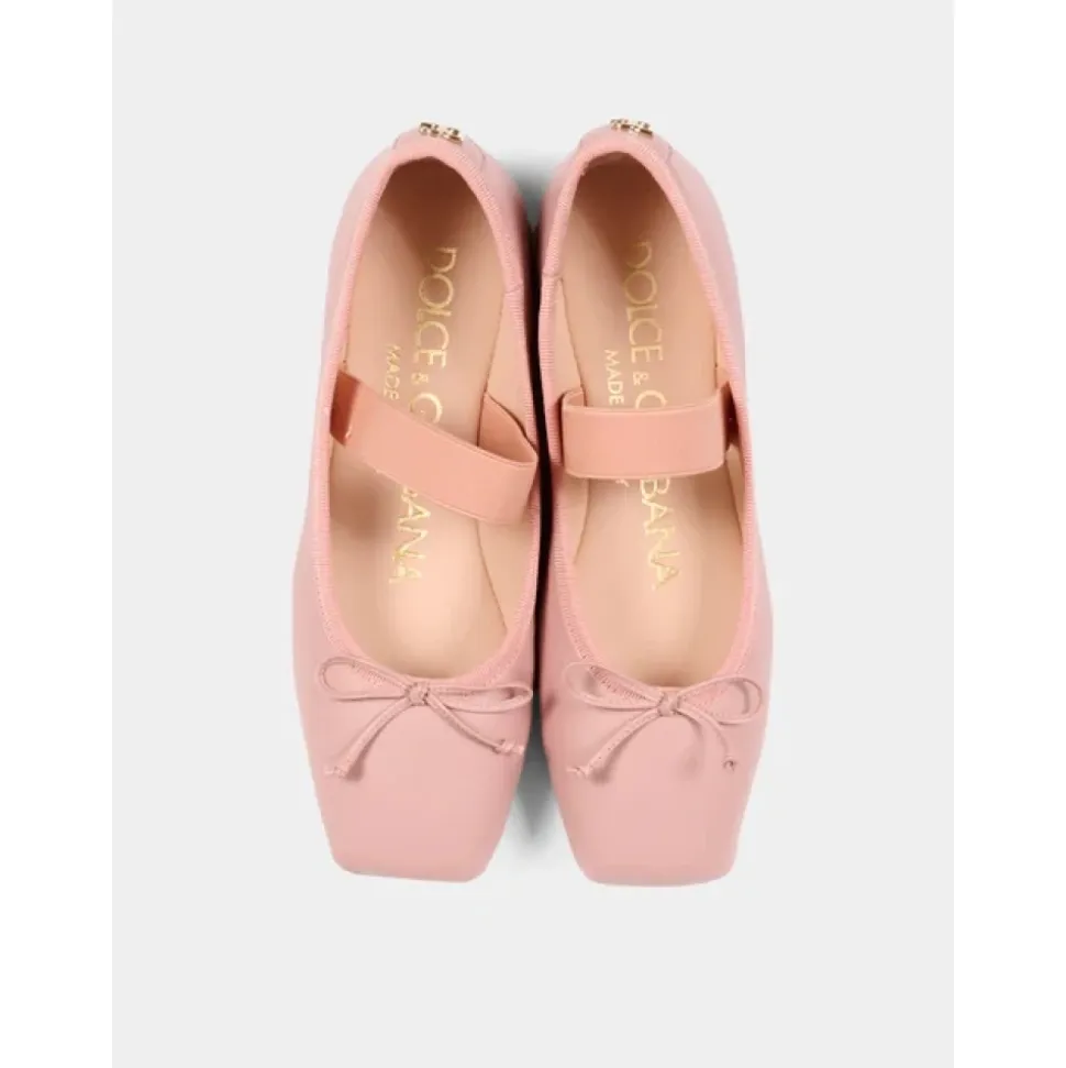 Ballerine in pelle nappa con dettaglio in gros-grain