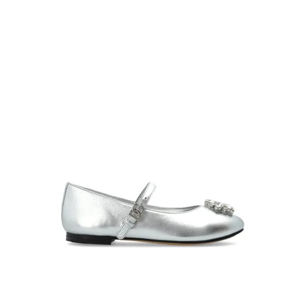 Ballerine in pelle nappa con spilla
