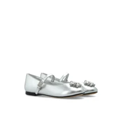 Ballerine in pelle nappa con spilla