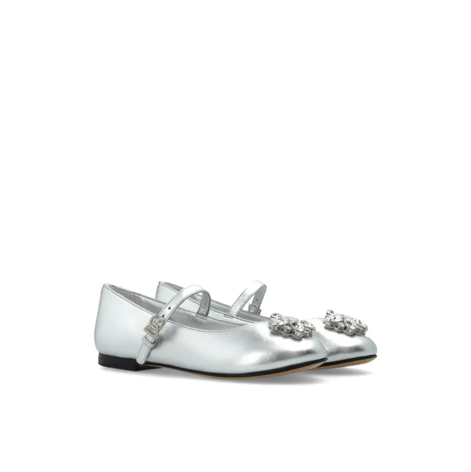Ballerine in pelle nappa con spilla