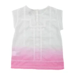 Bambini Camicia Cina, Manica Corta, Bianco/Rosa