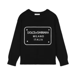 Bambini Maglione Collo a Giro in Nero