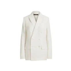 Blazer doppiopetto in twill misto lino