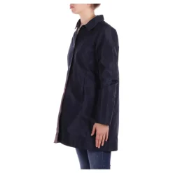 Blu Cappotto Reversibile Logo Frontale Bottone