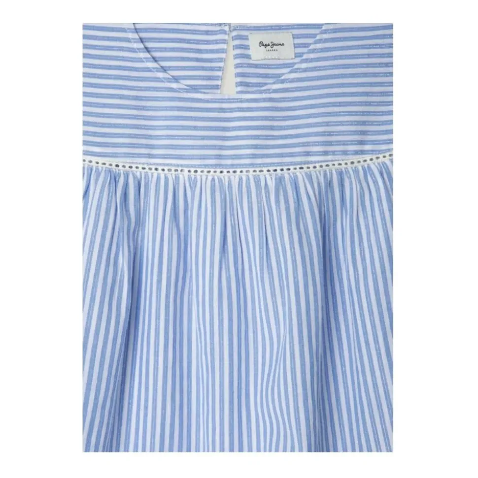 Blusa a righe con maniche a farfalla