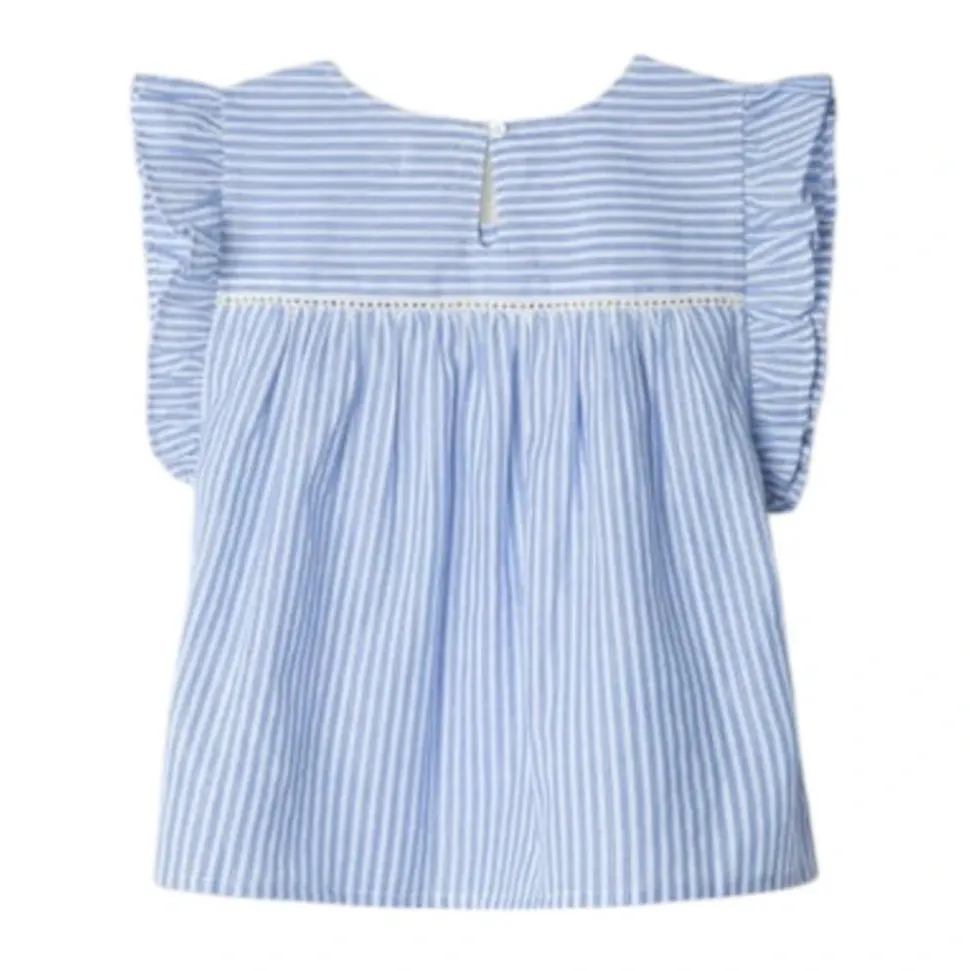 Blusa a righe con maniche a farfalla