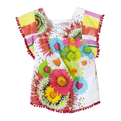Blusa Floreale Colorata con Volant