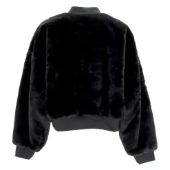 Bomber Reversibile in Finta Pelliccia Nero