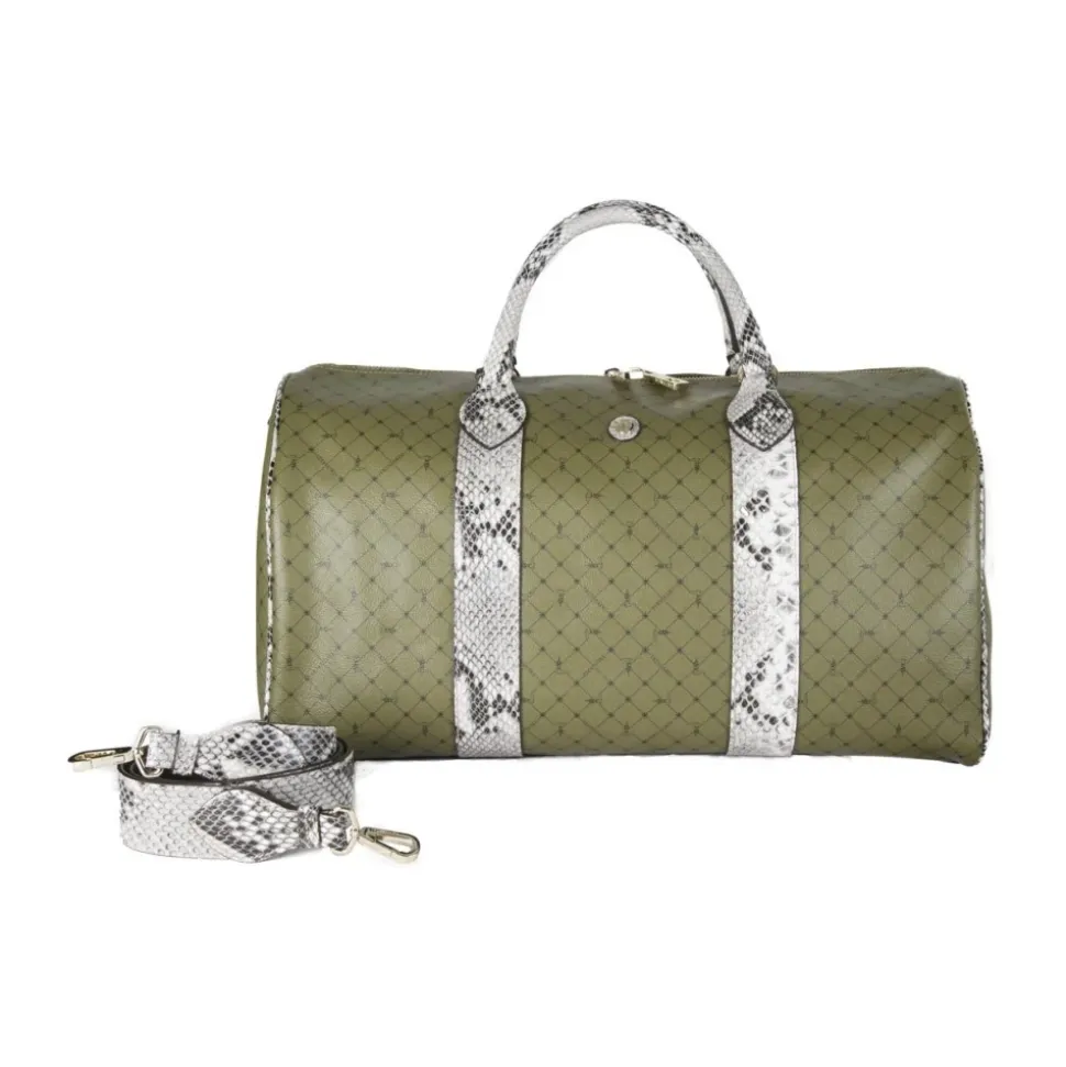 Borsa a mano verde oliva in vitello martellato