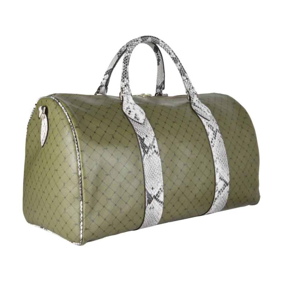 Borsa a mano verde oliva in vitello martellato