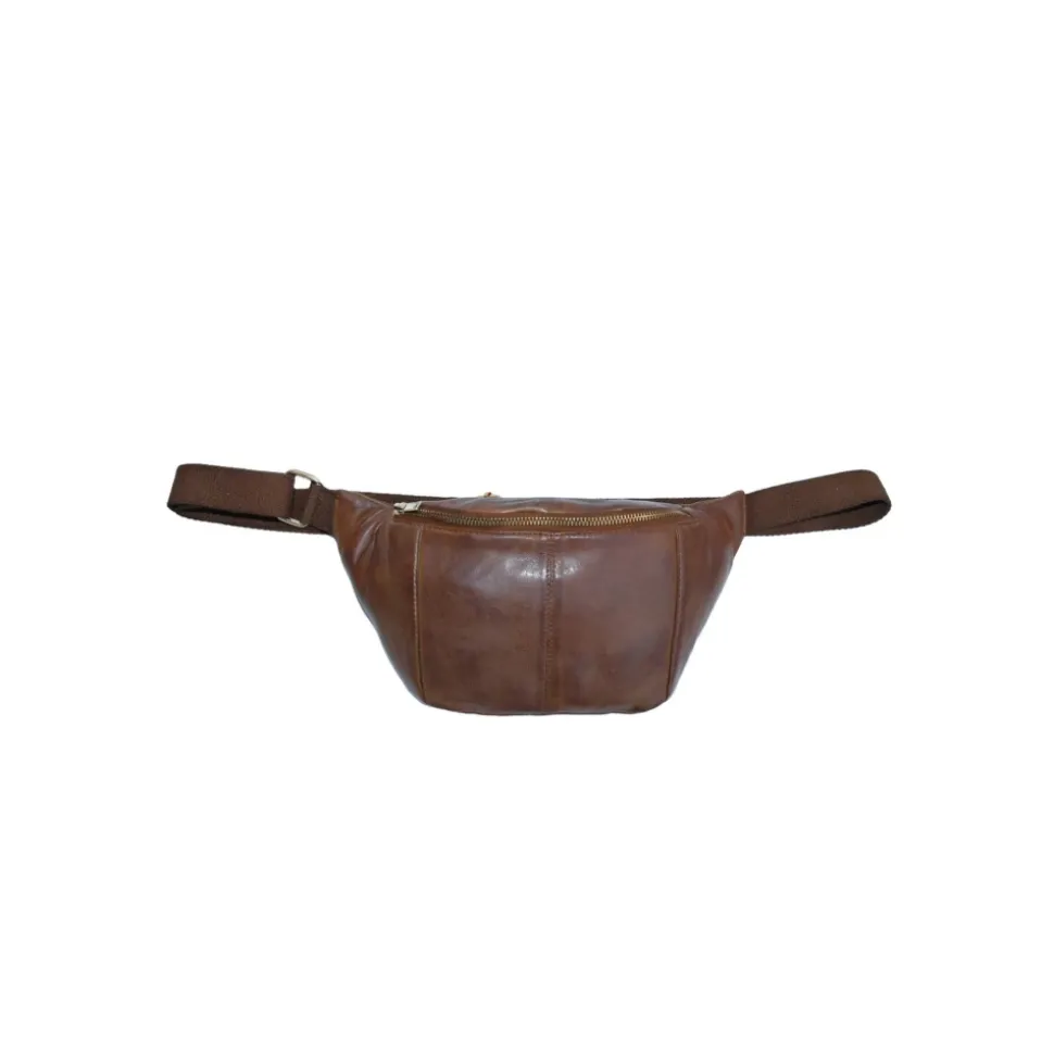 Borsa a Marsupio in Pelle Cognac Scuro
