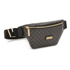 Borsa a marsupio nera con monogrammi