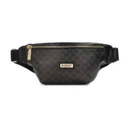 Borsa a marsupio nera con monogrammi