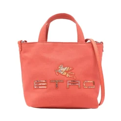 Borsa a secchiello in tela di cotone con patch con logo