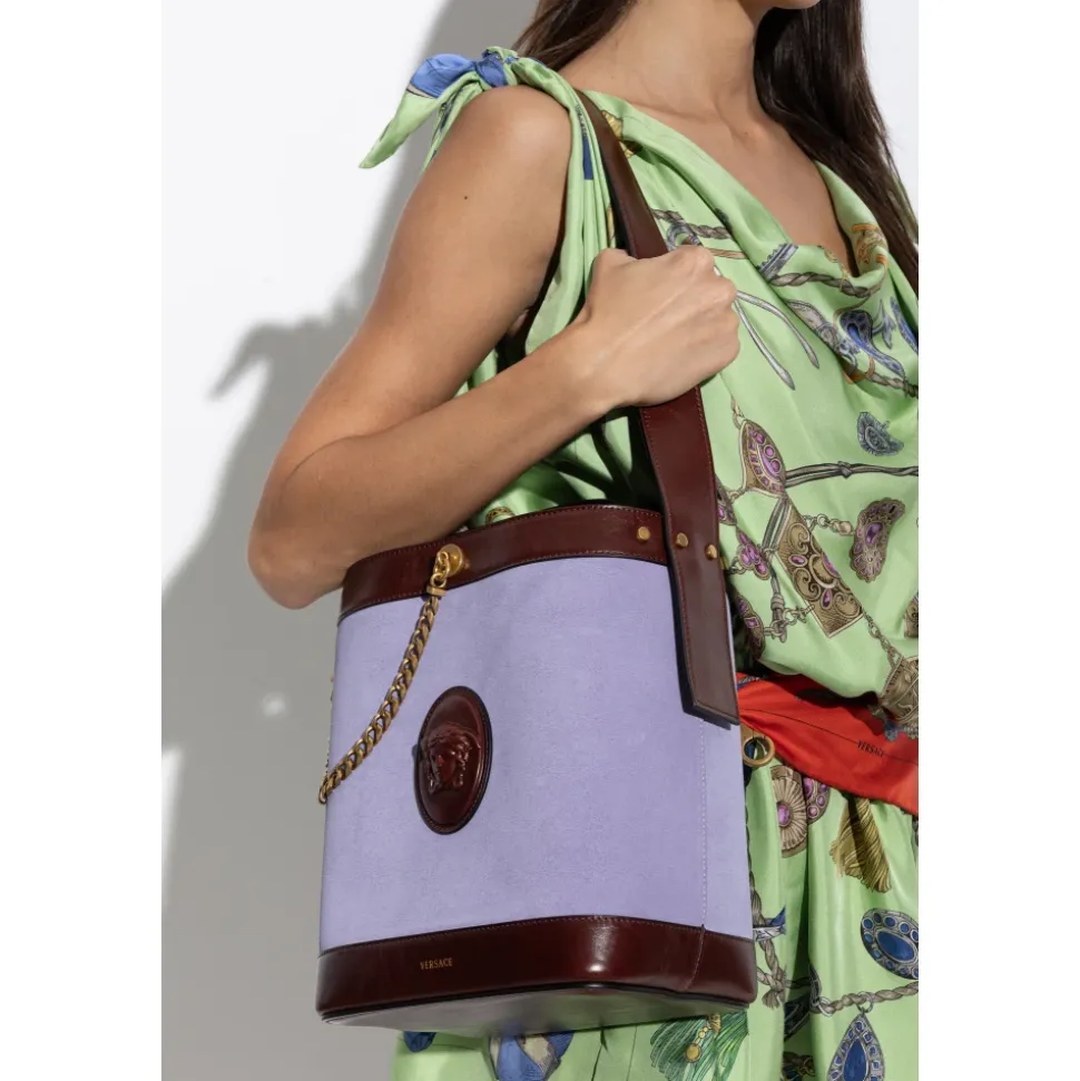 Borsa a secchiello piccola Pivot in camoscio
