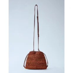Borsa a tracolla estiva a secchiello con coulisse Banana