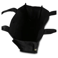 Borsa da spiaggia in tela nera con sorriso giallo