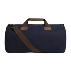 Borsa da viaggio blu in cotone cerato con tracolla rimovibile regolabile