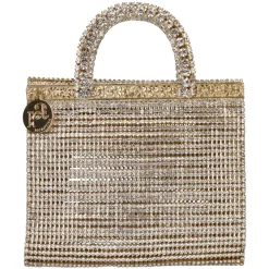 Borsa in tessuto con dettagli in metallo e strass