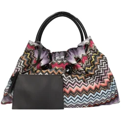 Borsa in Tessuto Zigzag e Pelle