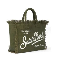 Borsa Vanity in Lino con Frange