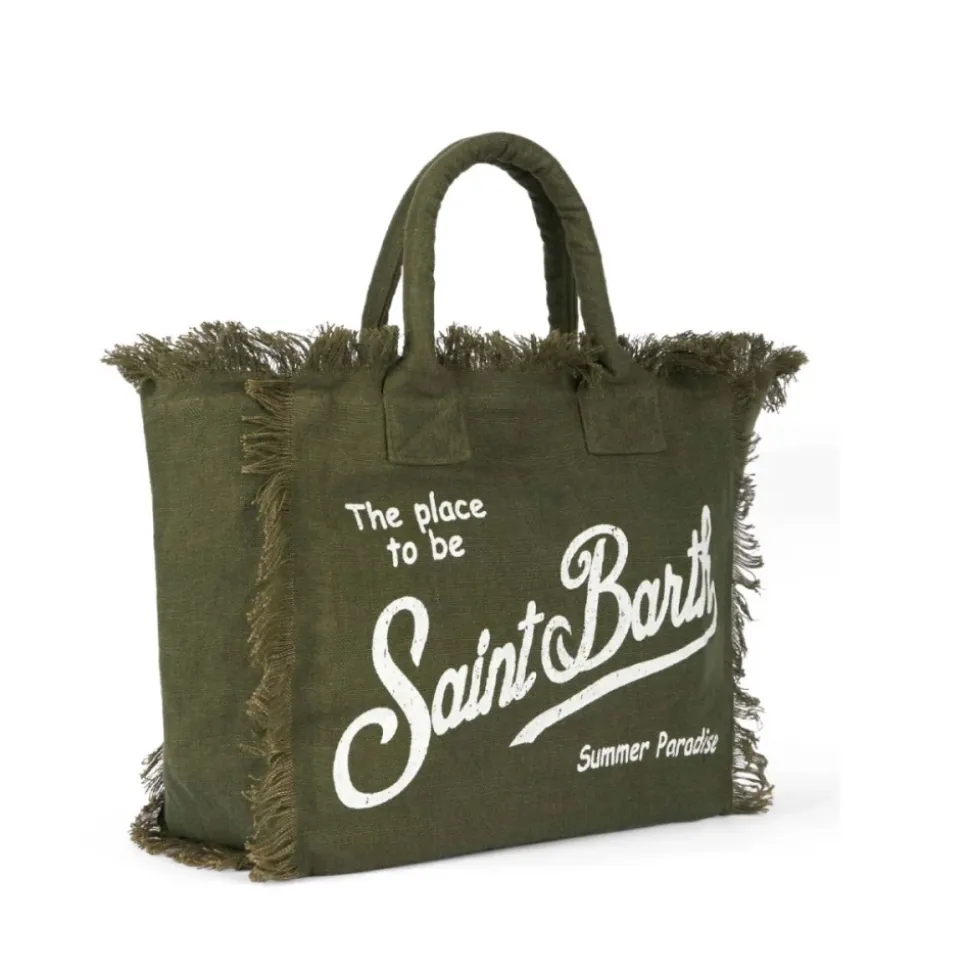Borsa Vanity in Lino con Frange