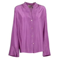 Camicia Abbottonata con Scollo a V in Habotai