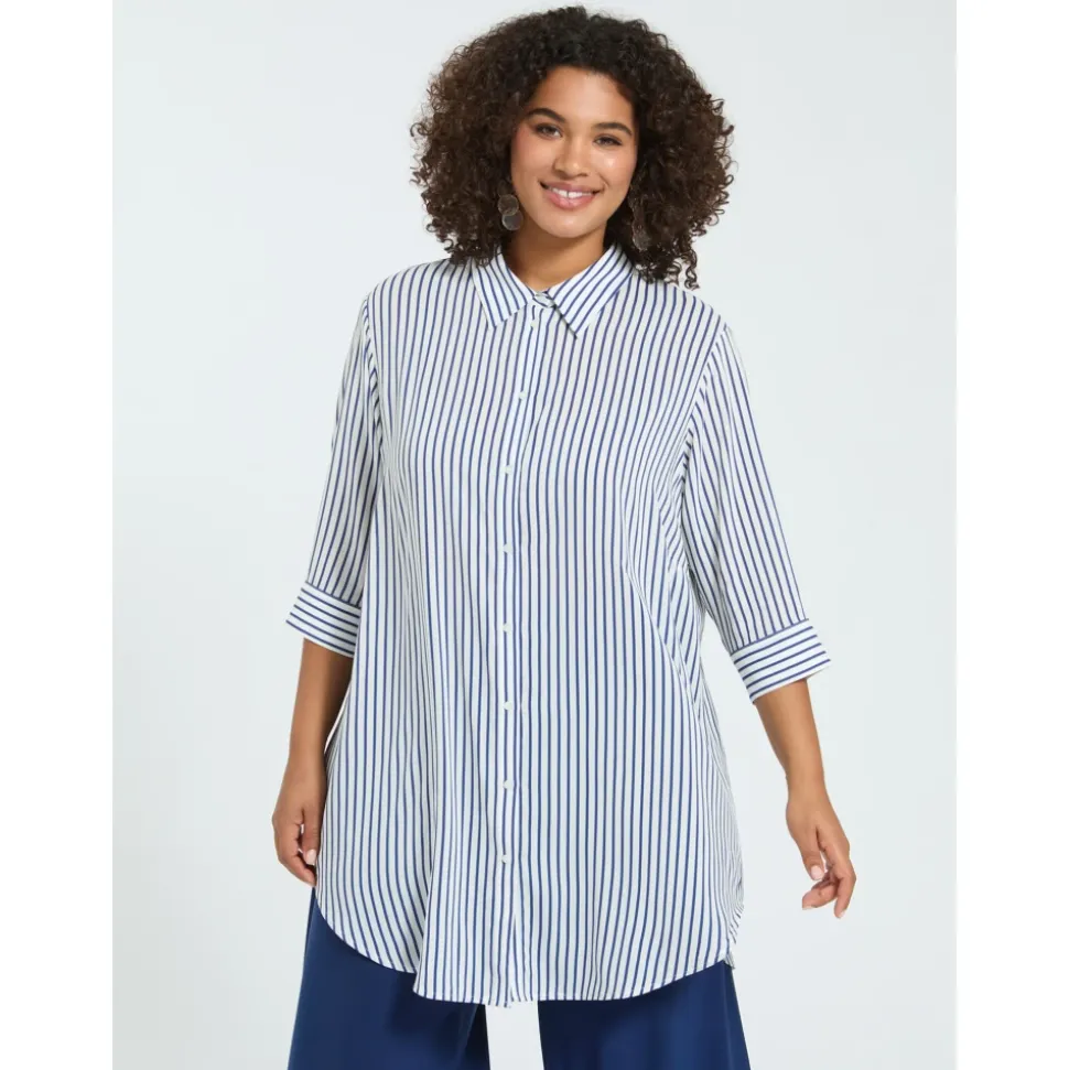 Camicia a righe in mussola di viscosa