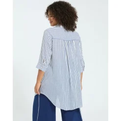 Camicia a righe in mussola di viscosa