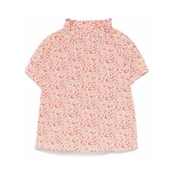Camicia con colletto a balze maniche corte