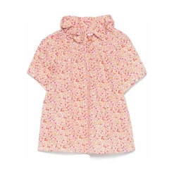 Camicia con colletto a balze maniche corte