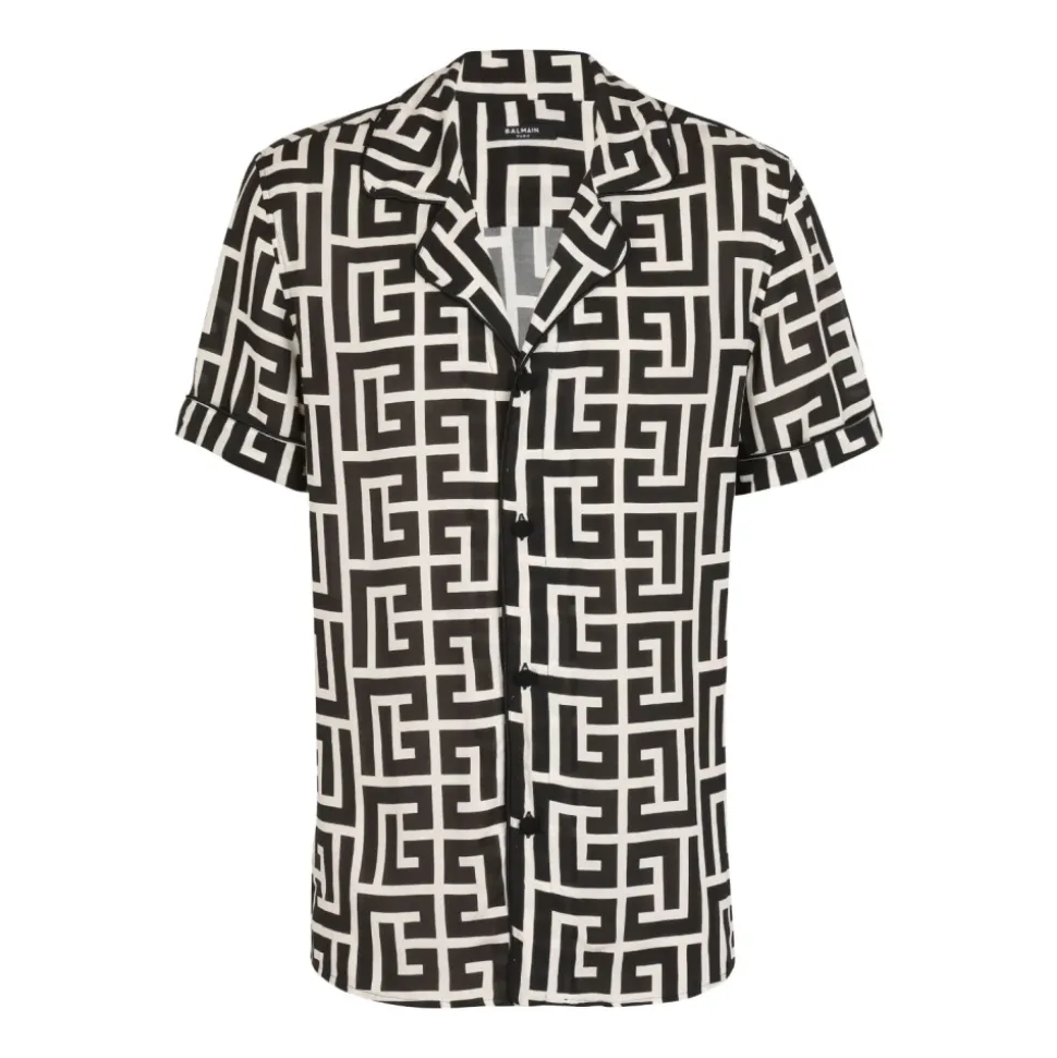 Camicia da pigiama con stampa monogrammata