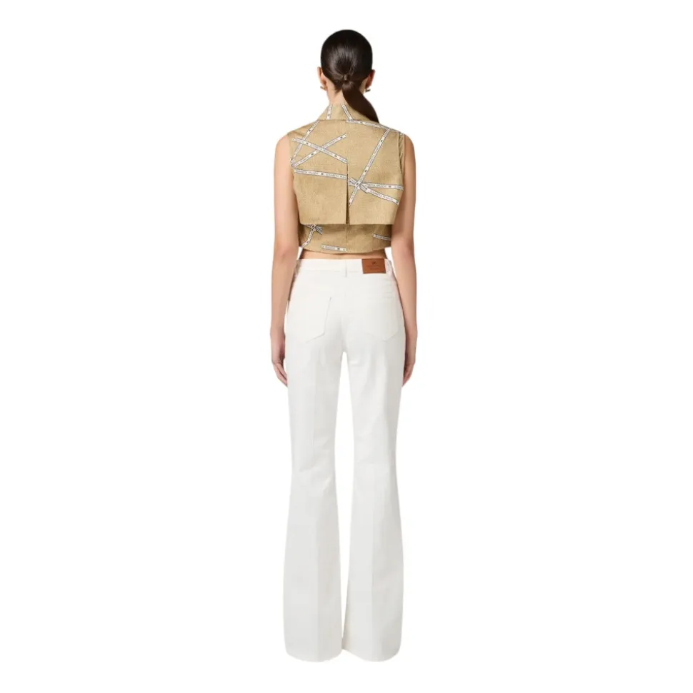 Camicia in Cotone con Stampa Raffia e Nastro