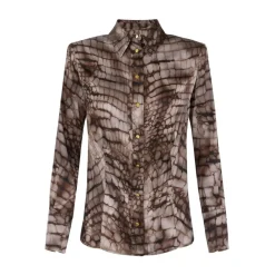 Camicia in Satin con Stampa Alligatore