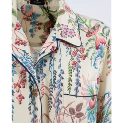 Camicia in twill con stampa flora e fauna piazzata