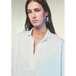 Camicia Oversize in Cotone con Scollo a V