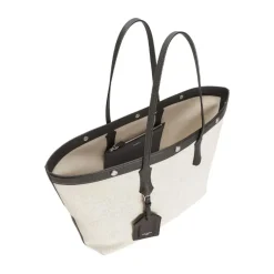 Canvas and Leather Trim Tote Bag