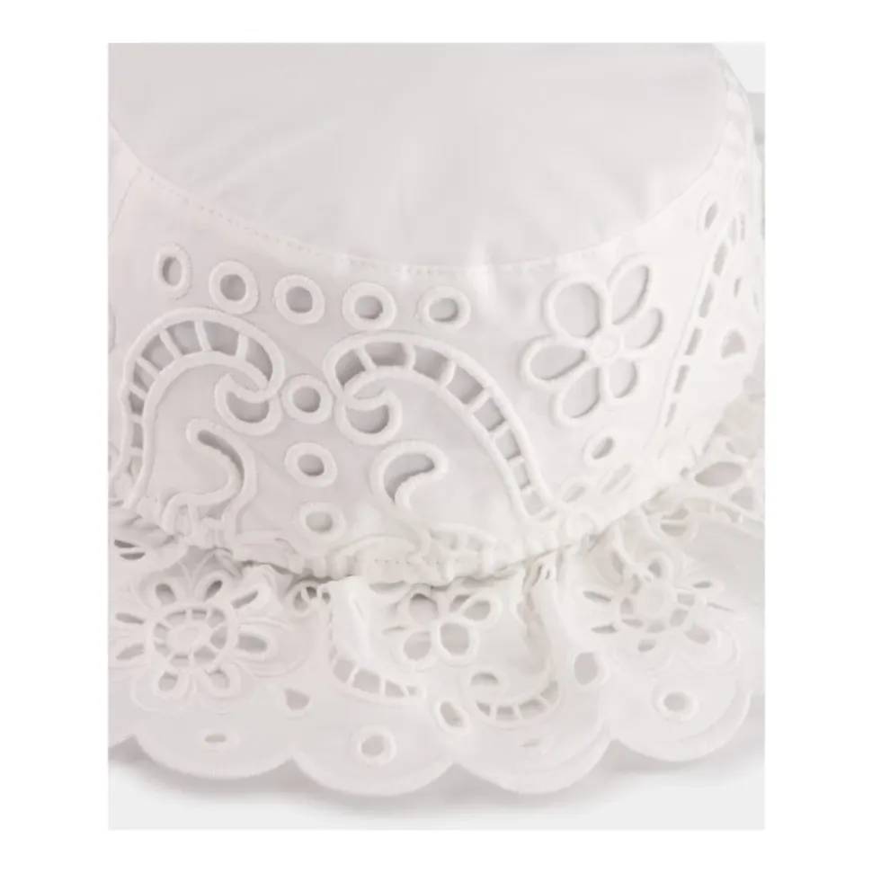 Cappello estivo in cotone bianco ricamato