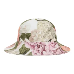 Cappello in popeline con stampa ortensia